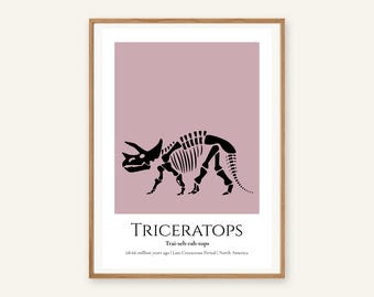 Triceratops Dinosaur Print, A4 or A3 Unframed Nursery Wall Art