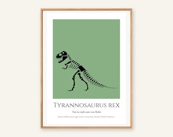 T-Rex Dinosaur Print, A4 or A3 Unframed Nursery Wall Art