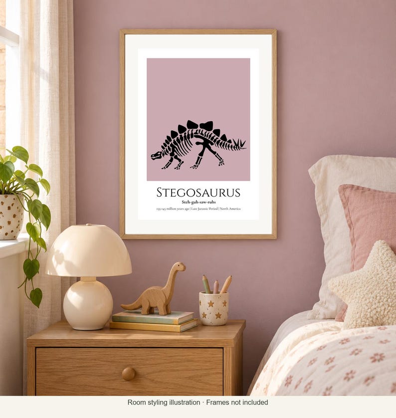 Stegosaurus Dinosaur Print, A4 or A3 Unframed Nursery Wall Art image 3