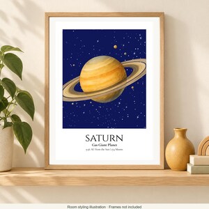 Saturn Planet Print, Solar System Nursery Wall Art, A4 or A3 Unframed image 2