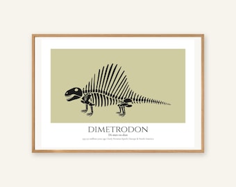 Dimetrodon Print, Prehistoric Nursery Wall Art, A4 or A3 Unframed