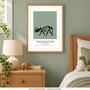 Triceratops Dinosaur Wall Art, Skeleton Print, A4 or A3 Unframed imagen 3