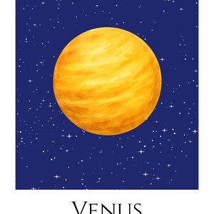Venus Planet Print, Solar System Nursery Wall Art, A4 or A3 Unframed image 3