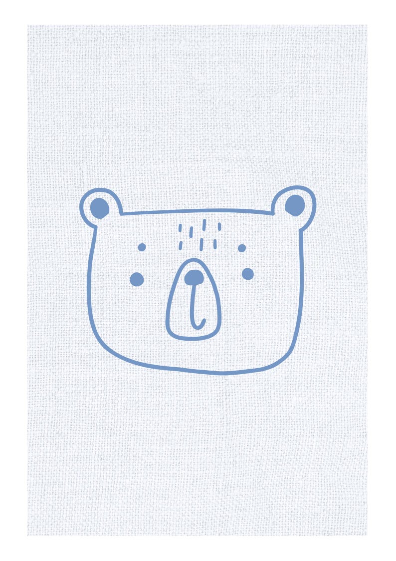 Blue Bear Nursery Print, Minimalist Animal Wall Art, A4 Unframed image 3