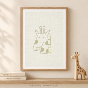 Giraffe Nursery Print, Minimalist Safari Animal Wall Art, A4 Unframed image 2