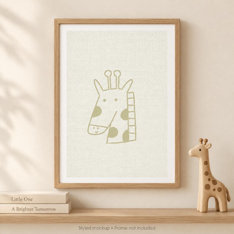 Giraffe Nursery Print, Minimalist Safari Animal Wall Art, A4 Unframed image 2