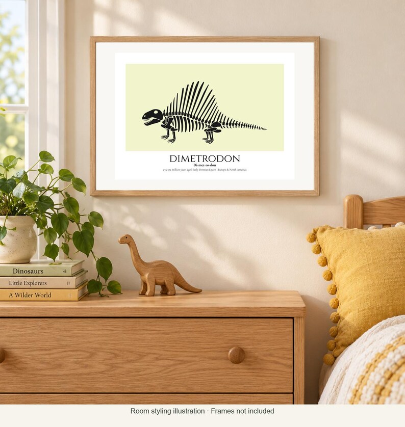 Dimetrodon Print, Prehistoric Nursery Wall Art, A4 or A3 Unframed image 3