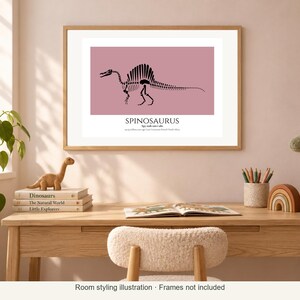 Spinosaurus Skeleton Print, Dinosaur Wall Art, A4 or A3 Unframed image 3