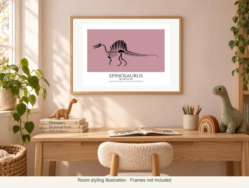 Spinosaurus Skeleton Print, Dinosaur Wall Art, A4 or A3 Unframed image 3