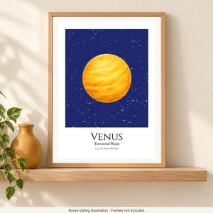 Venus Planet Print, Solar System Nursery Wall Art, A4 or A3 Unframed image 2