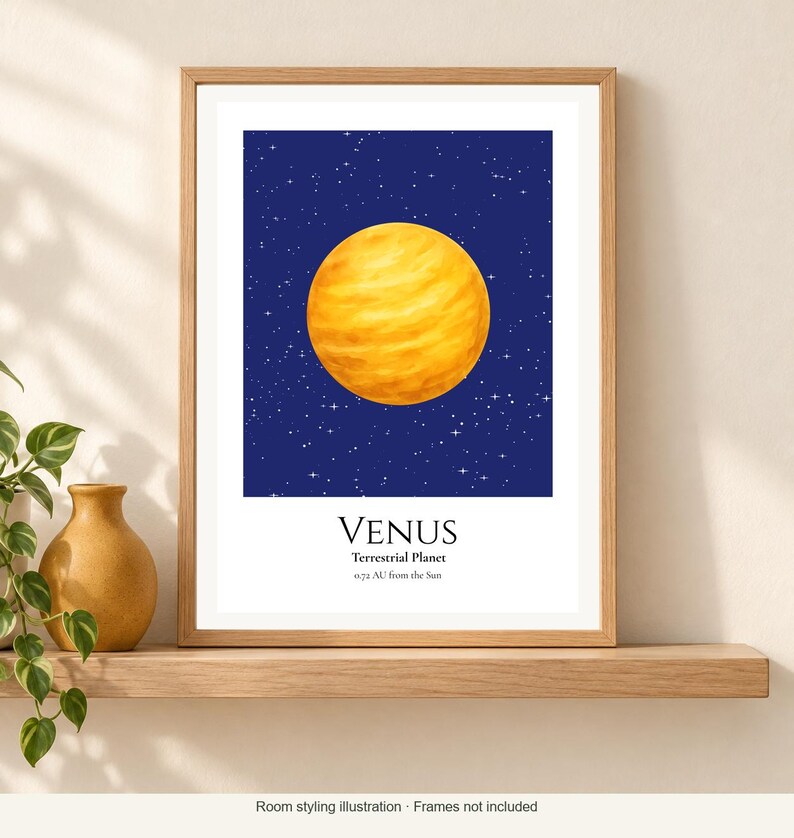Venus Planet Print, Solar System Nursery Wall Art, A4 or A3 Unframed image 2