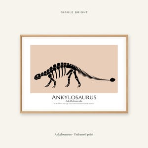 Ankylosaurus Dinosaur Print, A4 or A3 Unframed Nursery Wall Art image 1