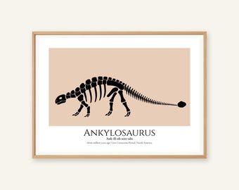 Ankylosaurus Dinosaur Print, A4 or A3 Unframed Nursery Wall Art