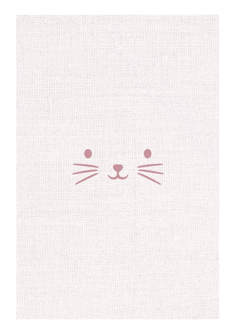 Lámina con bigotes de gato rosas, decoración minimalista para la habitación infantil, tamaño A4 o A3 sin marco. imagen 2