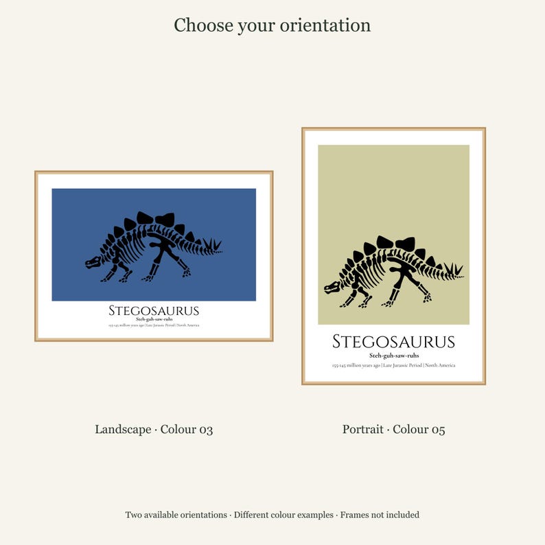 Stegosaurus Dinosaur Print, A4 or A3 Unframed Nursery Wall Art image 11