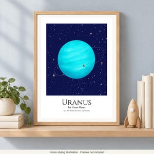 Uranus Planet Print, Solar System Nursery Wall Art, A4 or A3 Unframed afbeelding 2
