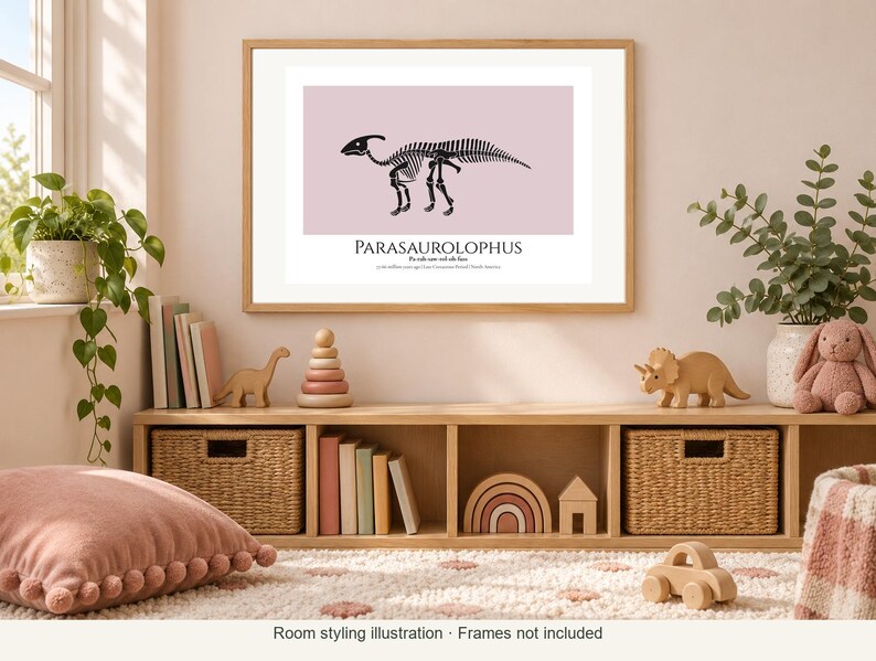 Parasaurolophus Dinosaur Print, A4 or A3 Unframed Nursery Wall Art Bild 3