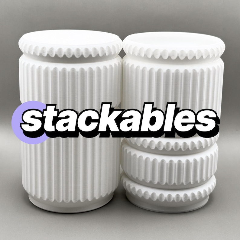 Stackables Modular Container Set - 8 Pieces - Matte Finish - Original Design - 3D Printed image 1