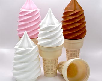 3D Printed Ice Cream Cone - Hidden Compartment - Fits LED Tea Light Candle (not included)
