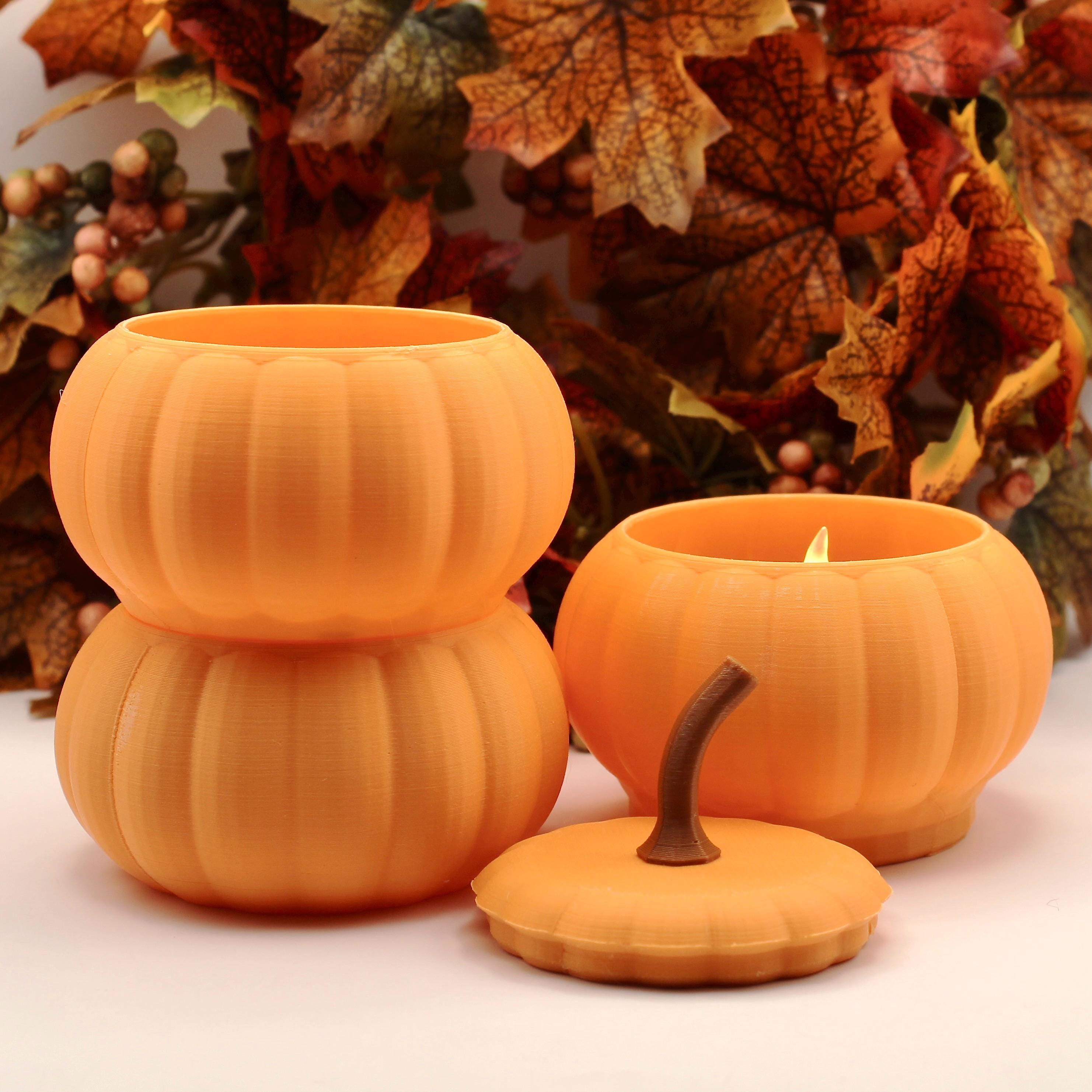 Mini stackable pumpkin 3D print STL tea light holder