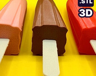 美味しそうなほどリアルなアイスキャンディー（シングル＋ダブル） - 3Dプリンター用STLファイル - 楽しい - ぴったりフィット