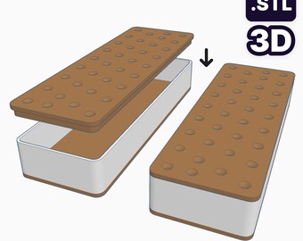 アイスクリームサンドイッチ用保存箱 - 3Dモデル - 印刷準備完了 | 5種類のユニークなデザイン