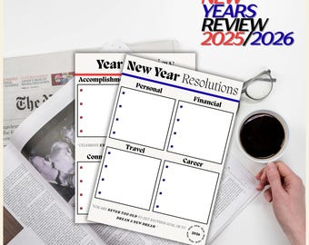 New Year's Resolutions, Editable Year In Review 2025,  Digital End Of Year 2026 Card, Printable NYE Reflections Planner