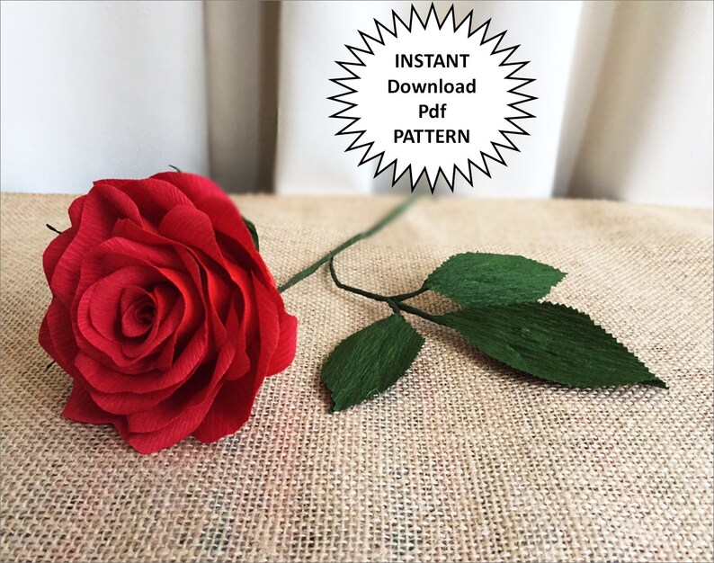 Paper Craft Pdf Pattern Diy Roses Crepe Flowers Tutorial Rose Wedding Flower Bouquet Home Decor
