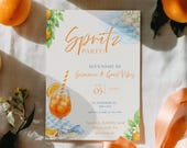 Spritz Party Invitation Template, Summer Cocktail Party Invite, Aperol Spritz Party, Italian Summer Party, Girls Night, Editable Canva