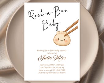 Knödel-Babyparty-Einladung | Knödel Baby einladen | Bearbeitbare Canva Vorlage | Printable & Mobile Digital Download