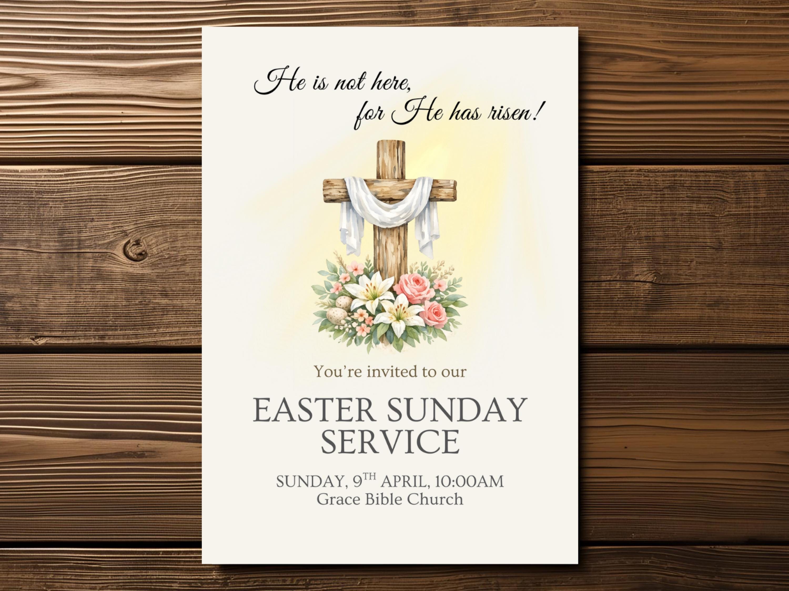 Easter Sunday Service Invitation, Resurrection Sunday Church Invite ...