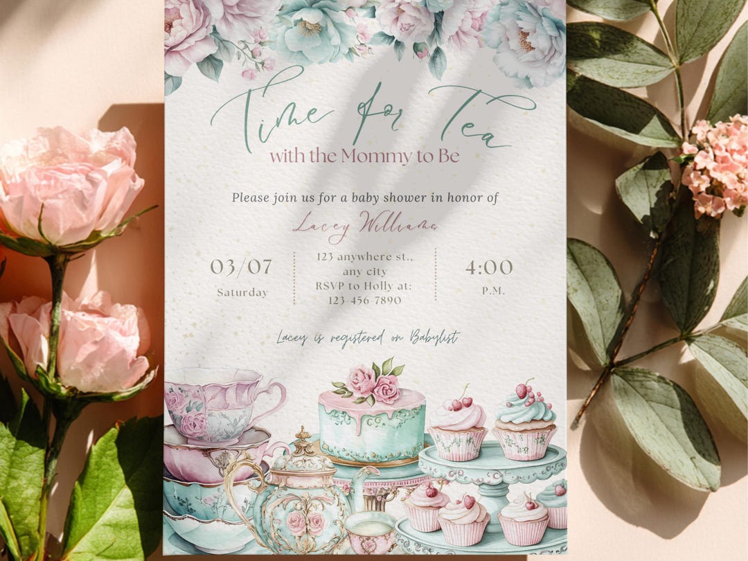 Time for Tea Mommy to Be Baby Shower Invitation | Tea Party Shower ...