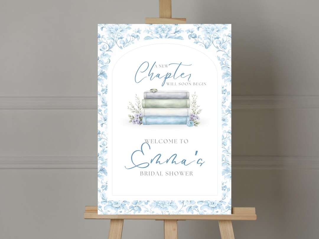 A New Chapter Bridal Shower Welcome Sign, Book Theme Bridal Shower ...