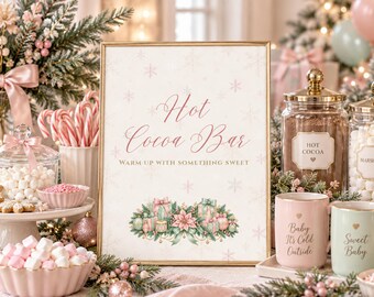 Sugar Plum Hot Cocoa Bar Sign, Christmas Baby Shower Sign, Printable Decor