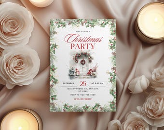 Weihnachts-Party Einladung | Bearbeitbarer Urlaub Einladen | Canva Vorlage | Printable & Mobile Digital Download | Festliche Weihnachtsfeier