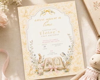 Storybook First Birthday Invitation, Fairytale Chapter One Invite (Digital Download)