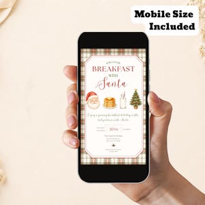 Mall för frukost med jultomten, julinbjudan i akvarell (digital nedladdning) bild 4