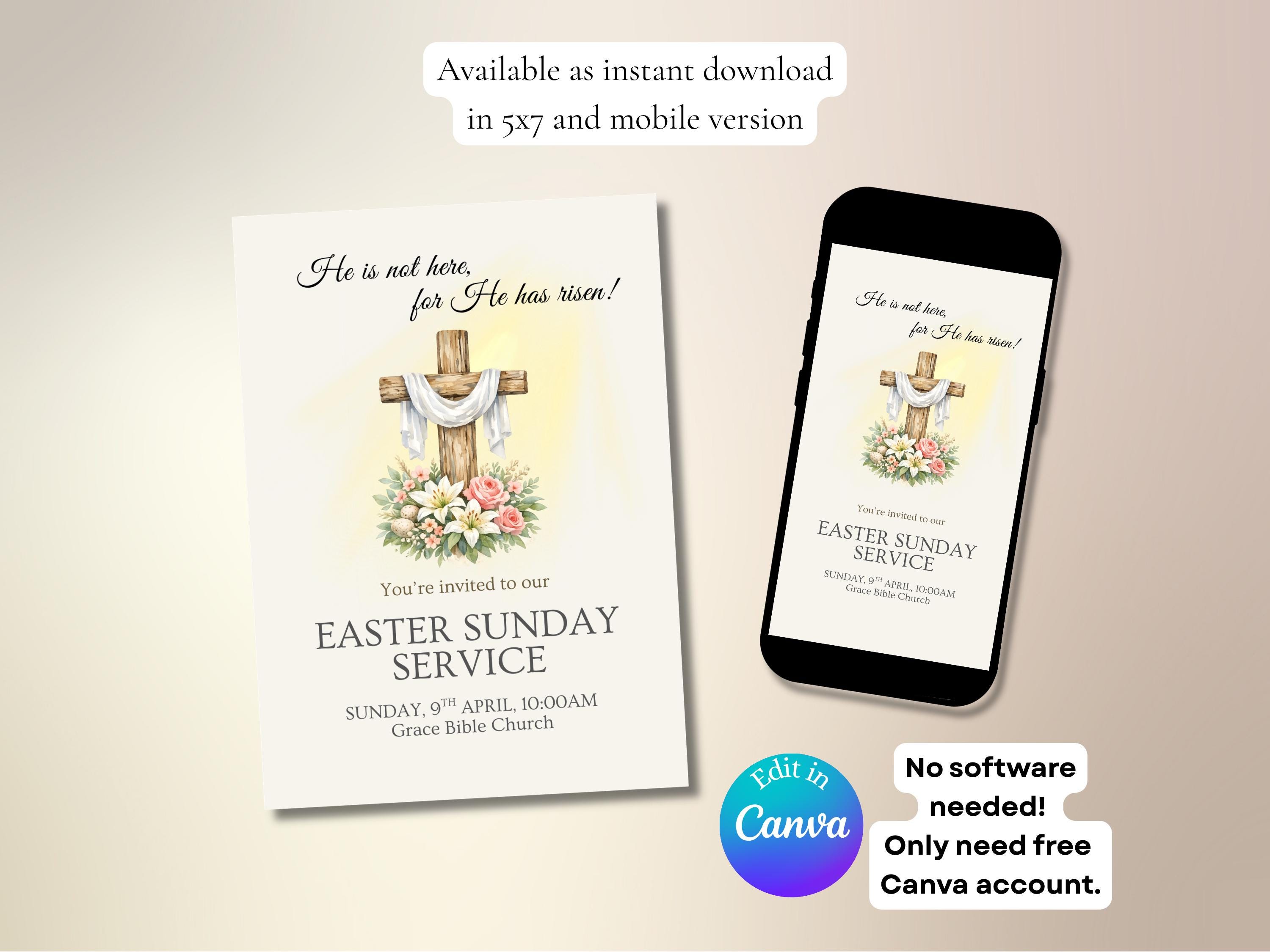 Easter Sunday Service Invitation, Resurrection Sunday Church Invite ...