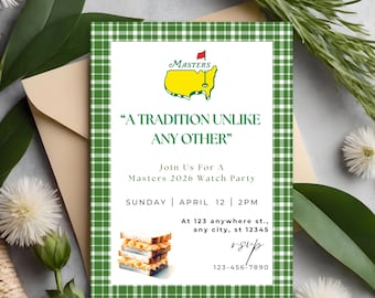 Masters Viewing Party Invitation | Golf Watch Party Invite | Editable Canva Template | Printable & Mobile Digital Download