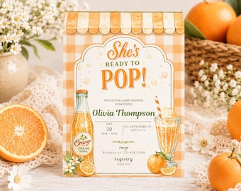 Ready To Pop – Orange Cream Soda Baby Shower Invitation (Digital Download)