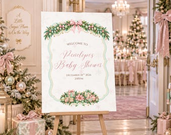 Sugar Plum Baby Shower Welcome Sign, Editable Canva Template, Nutcracker Decor, Printable