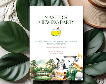 Masters Viewing Party Invitation | Golf Watch Party Invite | Editable Canva Template | Printable & Mobile | Tournament Watch Party