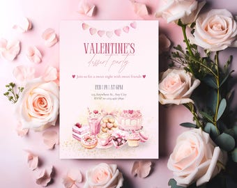 Valentines Dessert Party Invite • Sweet Treats Party Invitation • Editable Canva Template • Printable & Mobile Evite