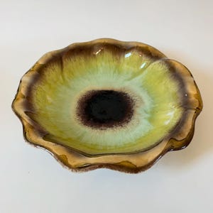 Bol de cerámica artística VINTAGE de Alemania Occidental – Bay Keramik 429 – Diseño "Pansy" – 25,4 cm (10")