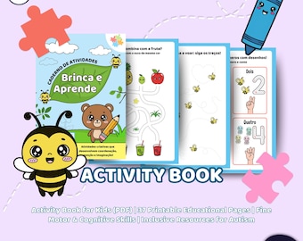 Kinderaktivitätsbuch im PDF-Format [Portugiesisch] | 37 druckbare pädagogische Aktivitäten | Feinmotorik und kognitive Entwicklung