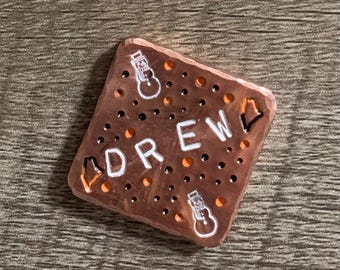 Hand Stamped Square Copper Golf Ball Marker