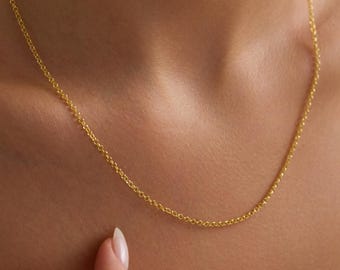 Collier chaîne Rolo Dainty en or 14 carats : argent sterling 925 étanche