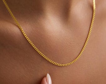 Collier gourmette en or 14 carats : bijoux unisexe en argent sterling 925