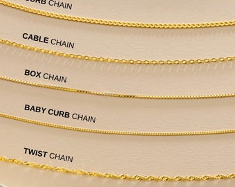 Collection de colliers en chaîne, argent sterling 925 ou or vermeil 14 carats, chaînes hypoallergéniques imperméables, choisissez votre style de chaîne