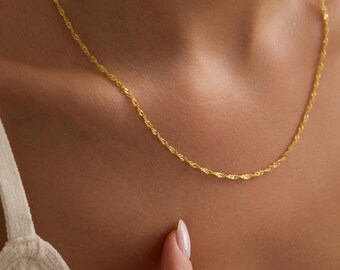 Collier chaîne torsadée en or - argent sterling, imperméable